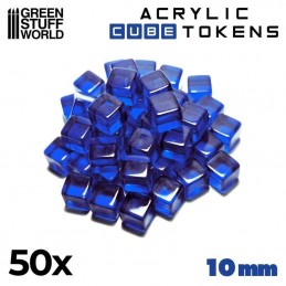 Jetons Cubes Bleus 10mm x50