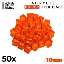 Jetons Cubes Orange 10mm x50