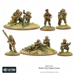 Figurines British Army Support Group (HQ, Mortar & MMG)
